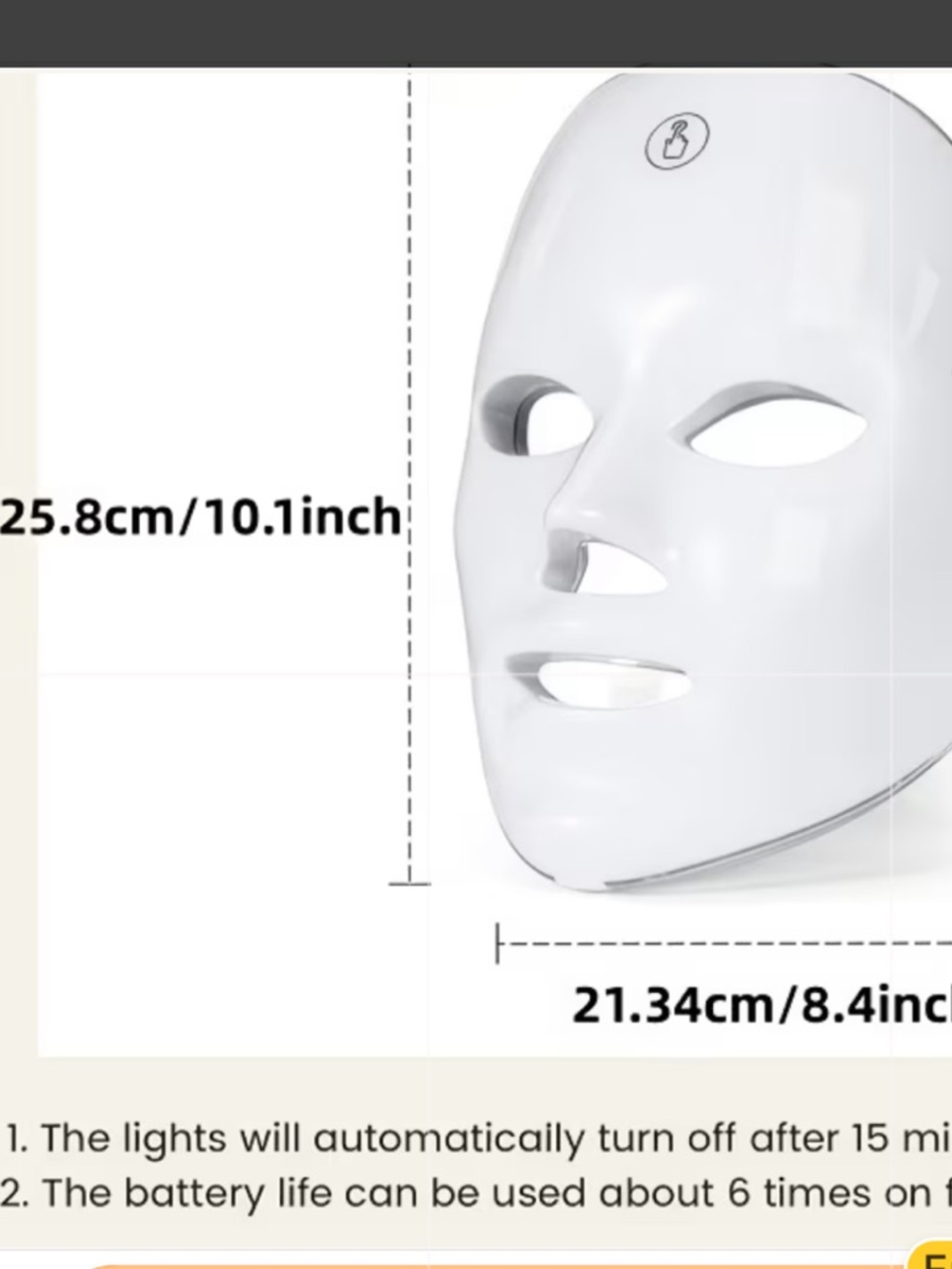 🔴🟣🟡🔵 WHITE 96 LED BEADS FACIAL SKINCARE MASK ~ CORDLESS❗️ 🔵🟡🟣🔴 - Picture 5 of 7
